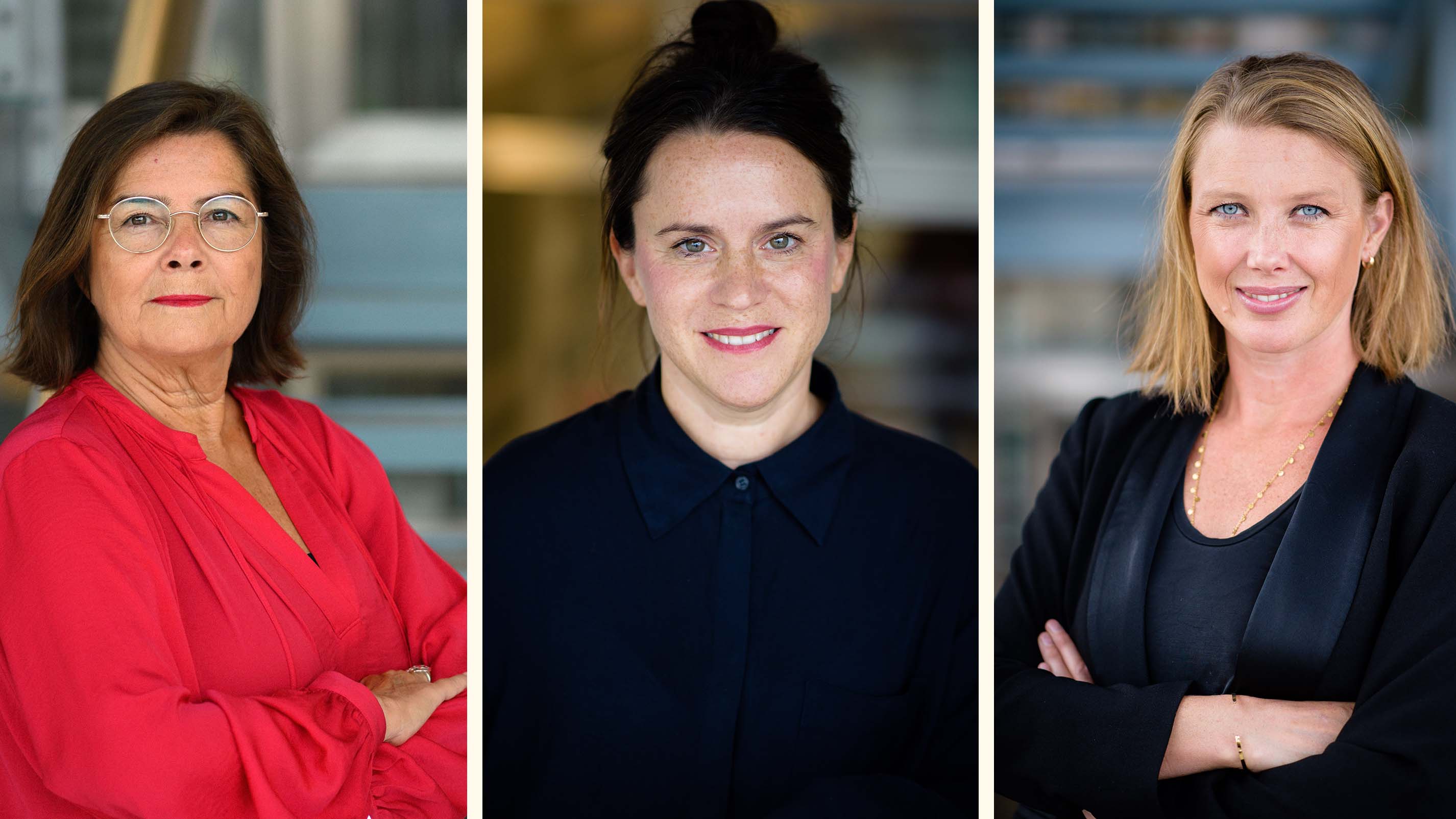 Collage med porträttbild på RFSU:s generalsekreterare Ingela Holmertz, Sara Österlund samt Kristina Castell, båda politiskt sakkunniga på RFSU, foto. 